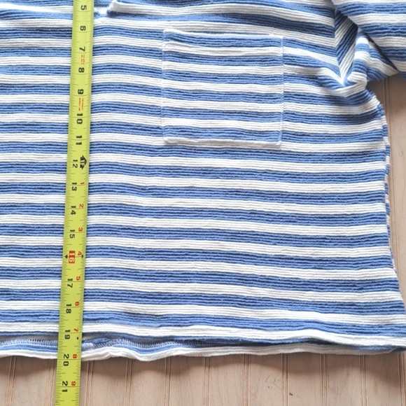 Blu Pepper Oversized Cropped Textured Boxy Blue White Striped Pullover Sweater - Picture 7 of 9